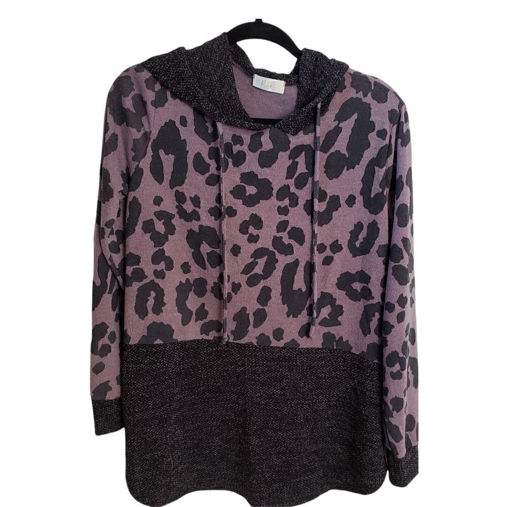 Riah Fashion Long Sleeve Animal Print Oversized Hooded Top